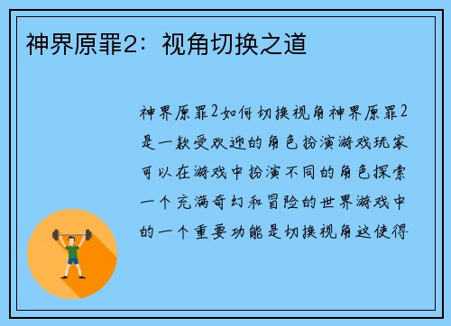 神界原罪2：视角切换之道